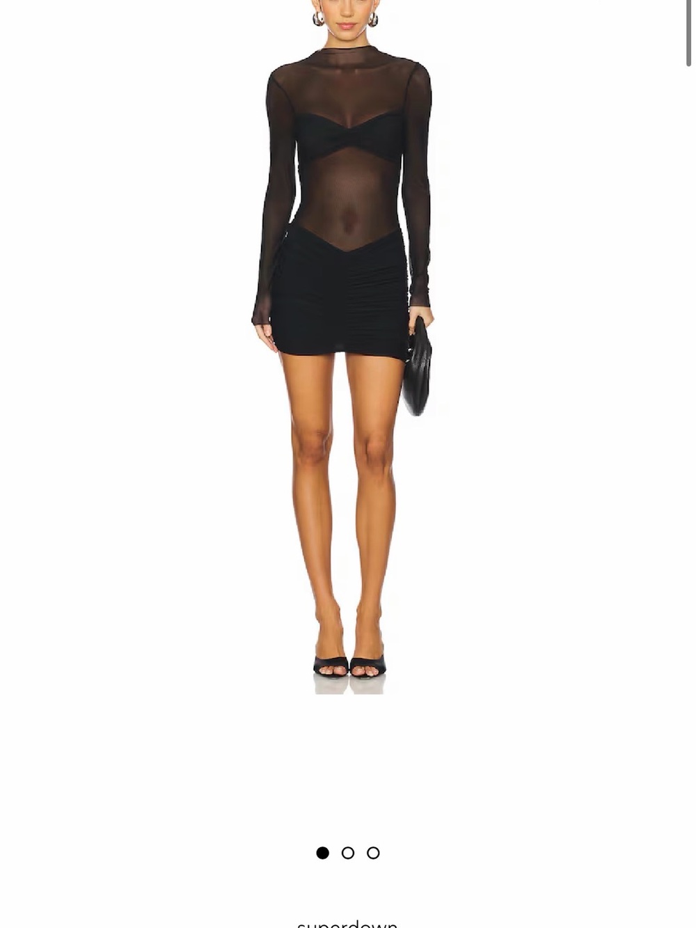 superdown Black Sheer Long Sleeve Mini Dress